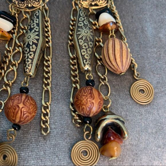 BOHEMIAN hippie gypsie style beaded chandelier dangling earrings - Picture 3 of 10